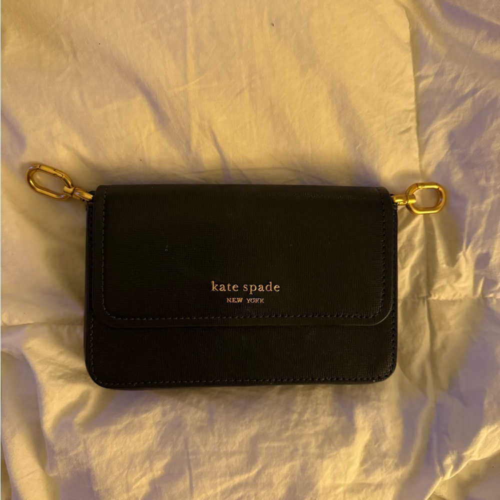 Kate Spade Black Wristlet with Gold Accents